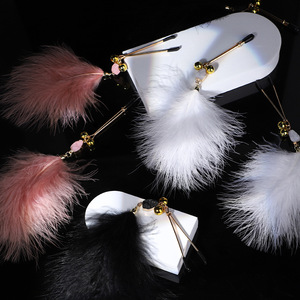 Feather Nipple <b>Clamps</b> Pink Alloy With Bell And Feather Design For Women Party Use - Product Image 3