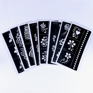 Bộ khuôn mẫu vẽ body art chất lượng cao, có thể tái sử dụng, đa năng, tự dính, bộ khuôn henna, giấy dán hình xăm tạm thời chuyển nước - Product Image 4