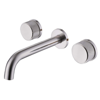 Robinet de lavabo encastré mural moderne gris anthracite en laiton, mitigeur eau chaude et froide à double poignée, commande par bouton, trois trous
