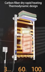 Vente en gros Porte-serviettes électrique pliant intelligent en fibre de carbone pour salle de bain, sèche-serviettes électrique chauffant - Product Image 4