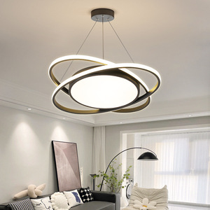 Anillo círculo moderno Led colgante luz para sala de estar dormitorio comedor hogar colgante lámpara colgante candelabro de Metal dorado - Product Image 2