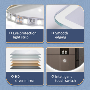 Espejo inteligente de baño con pantalla táctil montada en la pared de lujo, espejo redondo brillante con luz Led grande - Product Image 3