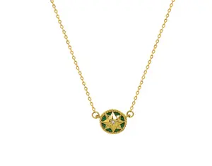 china wholesale golden supplier gold with zircon stainless acrylic pendant necklace for woman
