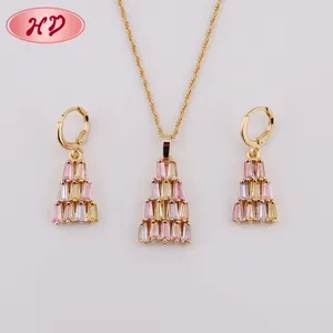 Turco venta al por mayor 24K forma de triángulo de oro conjunto de joyas de las mujeres en la joyería