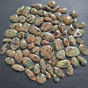 MAHNAJGEMS Natural Rhyolite Gemstone Flatback Cabochons Wholesale Natural Green Rainforest Jasper Loose Gemstones for Jewelry . - Product Image 3