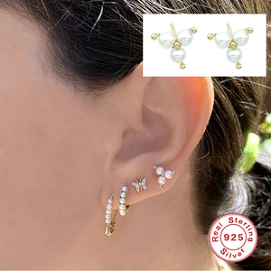 Hot Selling S925 <b>Sterling</b> <b>Silver</b> Personalized Pearl <b>Stud</b> <b>Earrings</b> for Women 2021 - Product Image 6
