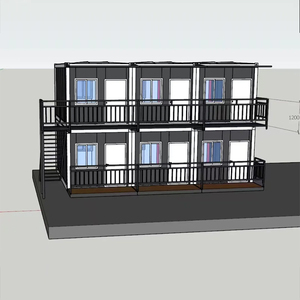 Contenedor de vida prefabricado grande portátil de 20-40 pies Casa de paquete plano de dos pisos de bajo costo para edificio de oficinas al aire libre Centro comercial - Product Image 6
