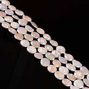 Chính Hãng Trắng Ngọc Trai Nước Ngọt Bead Sợi Ngọc Trai Nước Ngọt 16-17Mm Kích Thước Lớn Keshi Đồng Xu Hình Dạng Hạt Đối Với Trang Sức Làm Số Lượng Lớn - Product Image 2