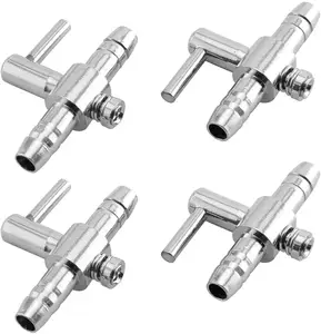 One-Way Air Flow Line Stainless Steel Pump Lever Control Valve for Aquarium Fish Tank