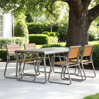 Ensemble de mobilier d'extérieur pour salle à manger, jardin, cour, fête, hôtel, café, tables longues de patio, ensemble table et chaises en aluminium pour restaurant