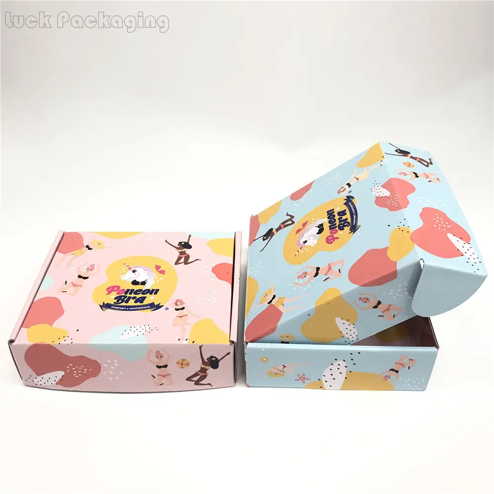 Custom Full color print glossy waxed decorative corrugated carton gift shipping and mailing boxes