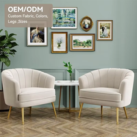 Fauteuil d'Appoint Blanc en Gros, Assise Baquet en Velours Confortable, Fauteuil Portable avec Pieds en Métal, Canapé de Loisirs Ergonomique pour Chambre