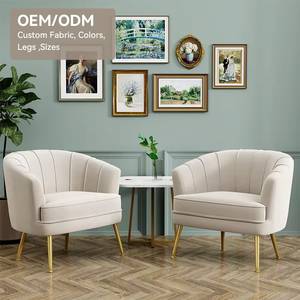 Wholesale White Accent <strong>Chair</strong> with Comfortable Velvet <strong>Bucket</strong> Seat Portable Armchair with Metal Leg Ergonomic Bedroom Leisure Sofa - Product Image 2
