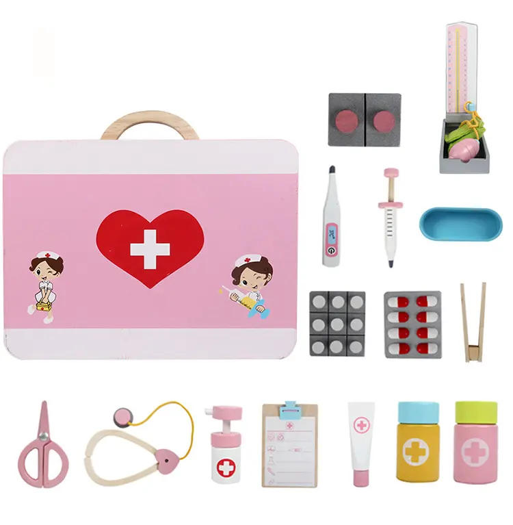 Commercio all'ingrosso Kit Medico giocattoli Set Pretend gioca giocattolo di legno medico giocattoli per le ragazze