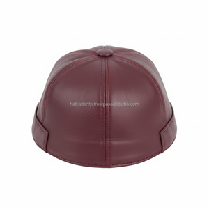 Chapeaux de Baseball personnalisés Bourgogne Réglable Pêcheur Bonnet Crâne Hommes Unisexe Bonnets En Cuir À La Main Casquette De Baseball - Product Image 1