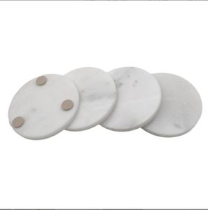Juego de 4 Posavasos de Mármol Blanco, Posavasos Redondos de Piedra Natural Real, Posavasos de Lujo Modernos y Estéticos Semi Absorbentes para Bebidas - Product Image 5