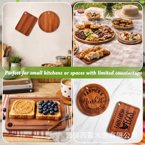 Juego de tablas de cortar de madera rectangulares de doble cara para servir carne y queso - Product Image 3