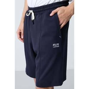 Shorts pour hommes en coton bleu marine, épais, doux, texturés, coupe standard, basiques - 81277 - Bleu marine - Product Image 3