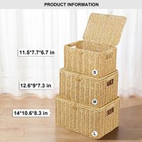 Panier de rangement en rotin tressé écologique avec couvercle, idéal pour la buanderie, la chambre, le salon, un panier de décoration pour la maison