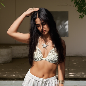 Conjunto de Bikini bohemio de macramé para mujer, carcasa transpirable con patrón sólido, talla única - Product Image 3