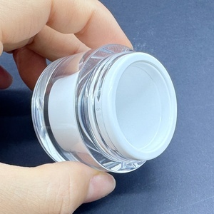 Double Wall Travel <b>Plastic</b> 15g 30g 50g White Acrylic Cosmetic Nail Gel Cream <b>Jar</b> with Spoon Spatula - Product Image 3
