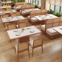 Café-restaurant restauration rapide café commercial rond bois incurvé velours restaurant banc canapé meubles stand siège table et chaise ensemble