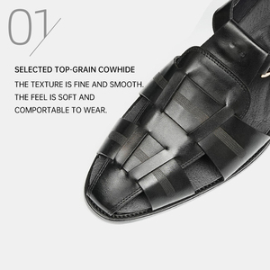 OEM Custom Mens Formal Oxfords <b>Shoes</b> Hollow Breathable Leather Buckle Strap Soft Bottom Anti Slip Cowhide Comfort Business - Product Image 3