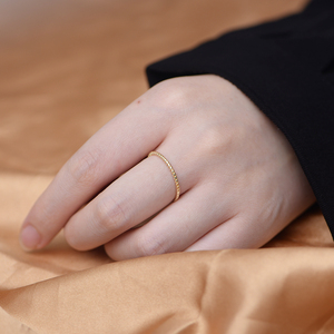 Korea INS Fashion kepribadian S925 perak murni polos berlapis emas Spiral memutar cincin susun untuk aksesoris wanita