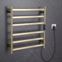 ELOILO Porte-serviettes chauffant d'angle réglable en acier inoxydable, chauffe-serviettes électrique mural pour salle de bain