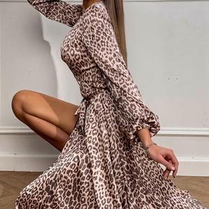 Vestido Casual <span class=keywords><strong>de</strong></span> Moda <span class=keywords><strong>para</strong></span> <span class=keywords><strong>Mujer</strong></span>, Estilo Largo, Estampado en Toda la Superficie, Color Brillante, con Cinturón, Venta al Por Mayor - Product Image 3