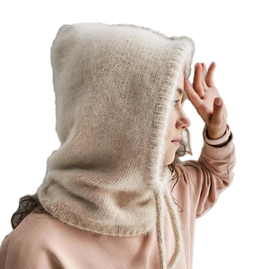 <span class=keywords><strong>Pasamontañas</strong></span> de punto acrílico con aislamiento de estilo coreano con diseño de cuello cruzado integrado para uso informal diario Unisex Otoño Invierno - Product Image 1