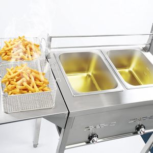 Penggorengan Gas Komersial Dua Tangki dengan Dua Keranjang Stainless Steel untuk Menggoreng di Luar Ruangan 2 tangki 2 Keranjang Penggorengan Gas - Product Image 3