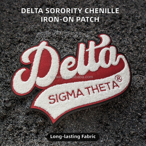 Patchs brodés thermocollants et lavables en tissu chenille avec logo de la sororité DST et lettres grecques Delta pour vêtements et sacs - Product Image 2