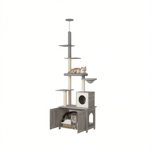 Árbol para Gatos con Rascador de 4 Niveles, Mueble Moderno de Madera para Diversión Felina en Interiores - Product Image 1