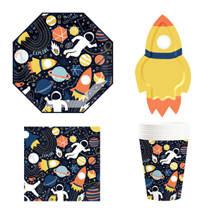 Platos Desechables con Forma de Cohete Personalizados DAMAI, Vajilla con Temática de Astronautas y Planetas para Decoración de Fiestas de Cumpleaños de Niños - Product Image 3