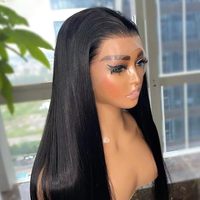Pelucas al por mayor: Peluca de cabello humano con encaje frontal transparente HD 13x4, lisa, para mujeres afroamericanas, pre-arrancada con cabello de bebé