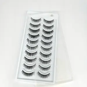 10 pares de pestañas postizas naturales, pestañas postizas, maquillaje de larga duración, pestañas de visón 3D, extensión de pestañas, pestañas de visón falso para la belleza