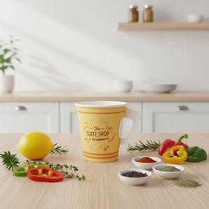 Gobelets en carton jetables personnalisables à paroi simple de 9 oz avec poignées, pour thé, café et soupe – Meilleure vente - Product Image 1