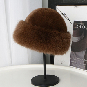 Chapeau de pêcheur pour femme en peluche de style mongol, décontracté, épais, coupe-vent, résistant au froid, chaud, avec protection pour les oreilles, pour l'automne et l'hiver - Product Image 5