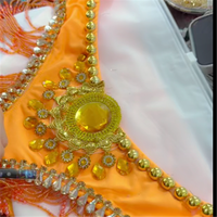 Ensemble de maillot de bain bikini en strass pour performance de danse avec décorations en cristal, tenue de carnaval pour femmes, col et jambières personnalisés 2027