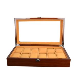 Boîtes à montres en bois de luxe, modèle DS, 12 compartiments, grain de bois de rose brun, écologiques, à fermeture, vente chaude - Product Image 3