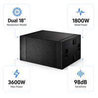 Système de subwoofer professionnel double 18 pouces 1800W, haut-parleur de basses PA pour scène, événements et clubs, subwoofer passif 18 pouces