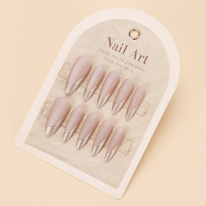 เล็บยาวทำมือสไตล์ฝรั่งเศสเคลือบทองปลายเล็บสาวร้อนแรงระดับไฮเอนด์ - Product Image 4