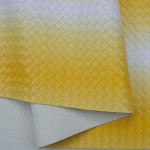 소파 의복을위한 방수 PVC 양각 그라디언트 레인보우 컬러 짠 패턴 인조 합성 가죽 홈 텍스타일 - Product Image 3