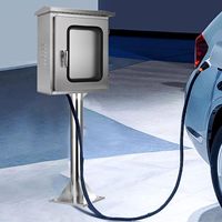 Ouyue CE IP65 Boîtier de distribution extérieur personnalisable en acier inoxydable 304 pour borne de recharge de VE, monté sur poteau, avec compartiment d'inspection