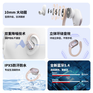 Bsinfen Sports Earphones <b>Bluetooth</b> 5.4 IPX5 Waterproof Touch Control Dynamic <b>Microphone</b> Type C Charging Long Battery Life - Product Image 2