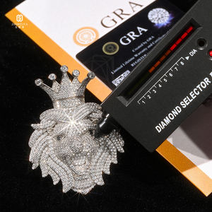 Hip Hop 3D Crown <strong>Lion</strong> Animal <strong>Pendant</strong> Real Gold Plated 925 Sterling Silver Fine Jewelry Moissanite <strong>Pendants</strong> - Product Image 5