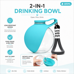 285ml Pet PETG <strong>Silicone</strong> Bowl <strong>Water</strong> <strong>Bottle</strong> for Hiking &amp; Portable Sipping Dog Bowl Custom Plastic Cups Dog Bowl - Product Image 4