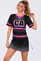 T-shirt personnalisé à strass pour femme, manches courtes, uniforme d'équipe de cheerleading, chemise de couverture, haut de performance et d'échauffement