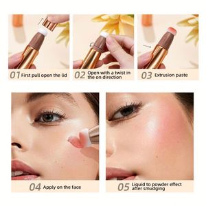 QIBEST Fard à joues liquide naturel en crème, teinte multi-usages pour joues et <span class=keywords><strong>yeux</strong></span>, blush pêche, stick de <span class=keywords><strong>contour</strong></span> et éclaircissant pour les joues - Product Image 6